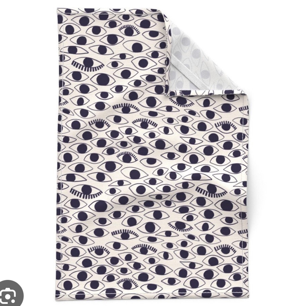 tea towel doodle eyes print Spoonflower Fabrics